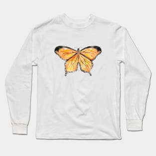 orange and black butterfly watercolor 2 Long Sleeve T-Shirt